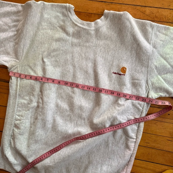 Vintage 1980s Carhartt Rugged Sweatshirt 80s Gray Reverse Weave Embroidered - Picture 9 of 10